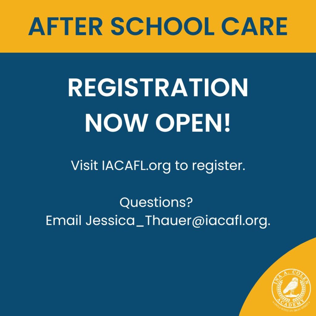 AFTER SCHOOL CARE REGISTRATION NOW OPEN!