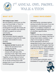flyer-1 Annual Owl Prowl Walk-a-thon Flyer page 1